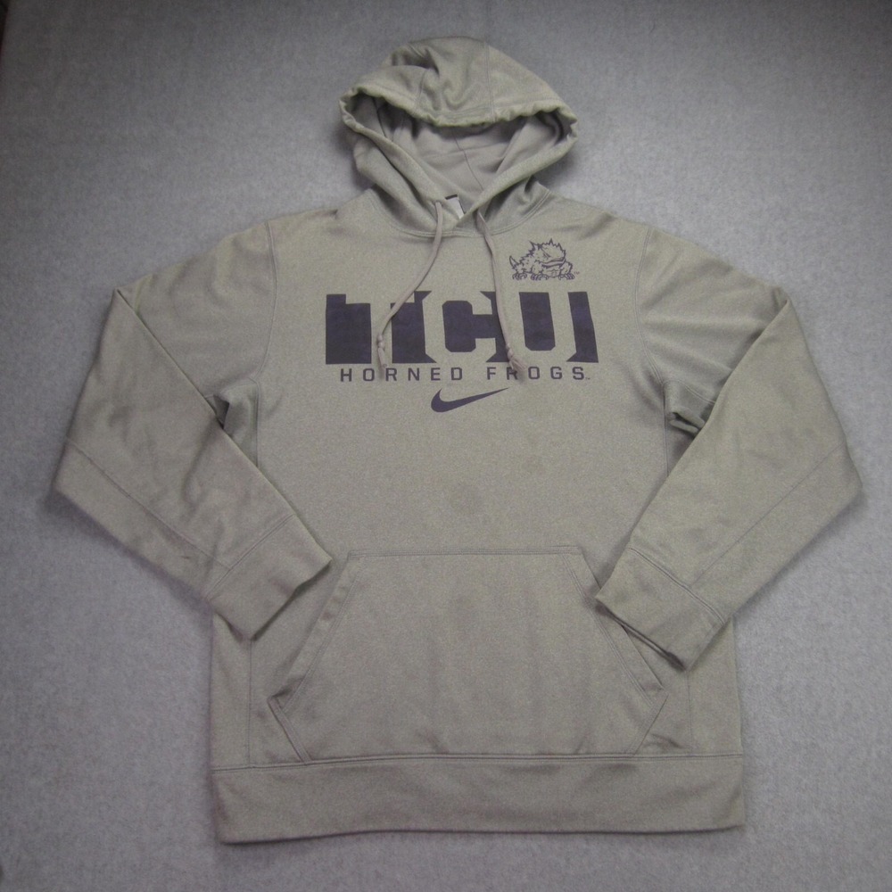 Nike TCU Horned Frogs Hoodie Mens Small Gray Therma Fit Pullover Sweatshirt